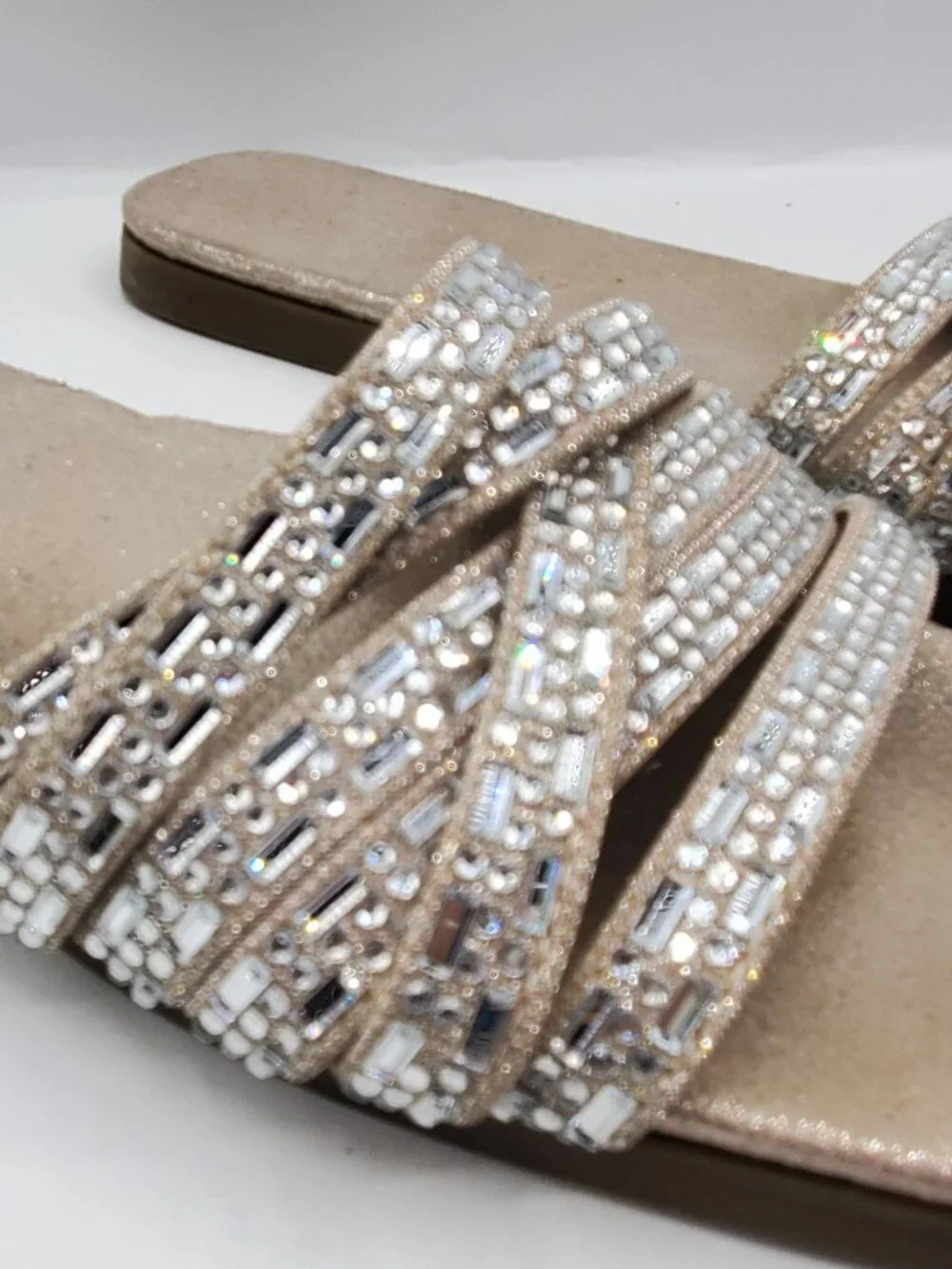 KELLY & KATIE METALLIC MIRROR SLIDE SANDALS